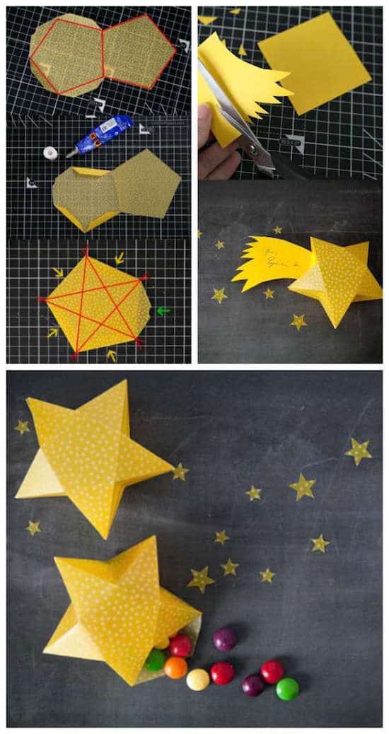 una tarjeta de anuncio de nacimiento en forma de estrella hecha en casa