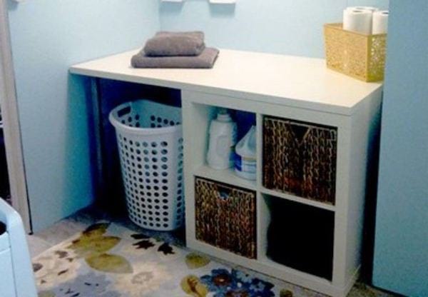 gabinete de lavandería con almacenamiento de bricolaje