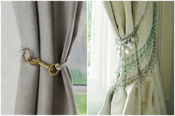 Amarres de cortina originales con mosquetones o perlas
