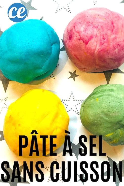 Bolas de masa de sal azul, rosa, amarilla y verde que no requieren horneado