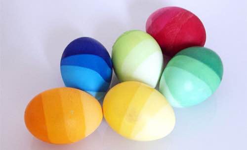 degradados de color en huevos de pascua