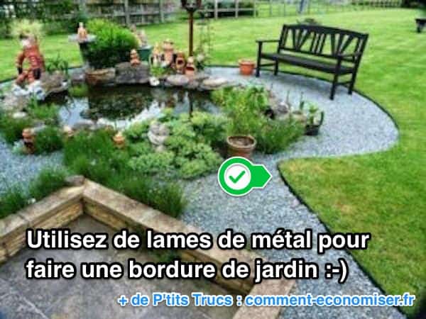 Una solución económica para hacer un borde de jardín es usar hojas de metal.