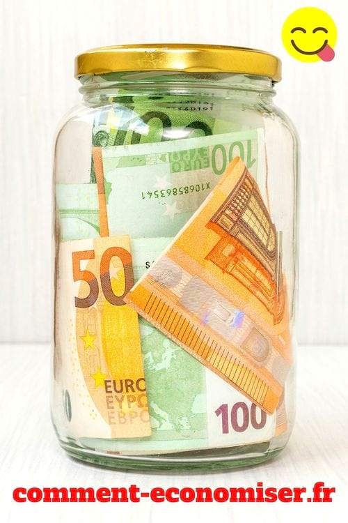 A jar full of banknotes on a white background.