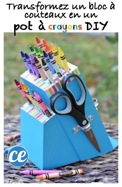 Un bloque de cuchillos que se usa para guardar lápices.