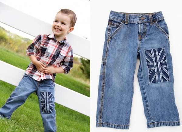 personalizar los jeans de los niños con jeans viejos