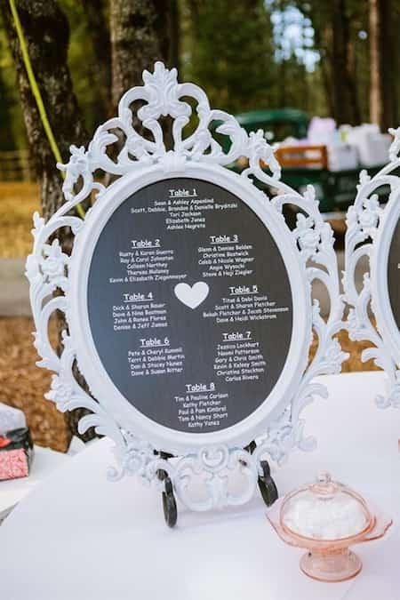marco barroco blanco para menú de boda barato