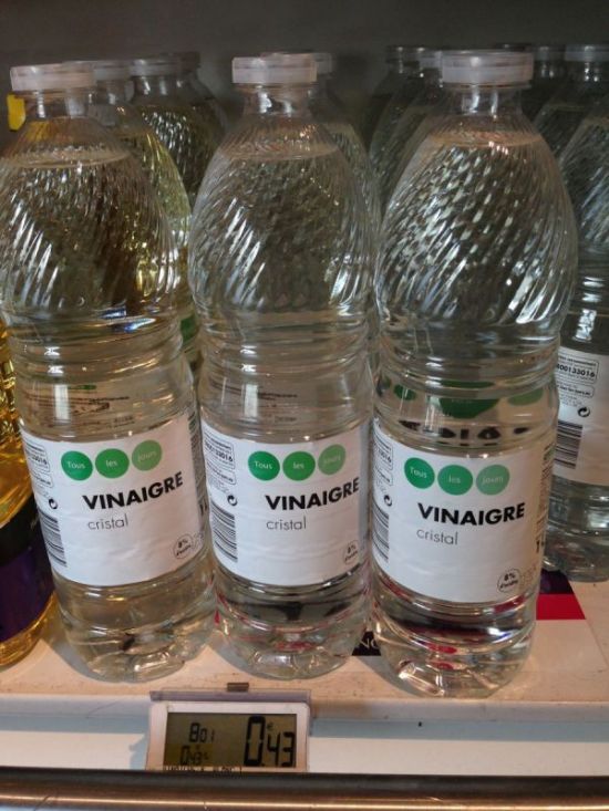 Botellas de vinagre blanco cristal a 43 centavos en Monop
