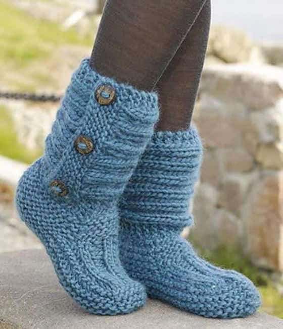 patrón de zapatillas de lana tejidas a mano