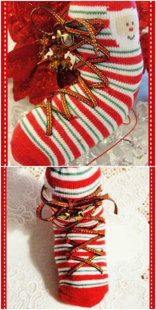 Reciclar un calcetín en un calcetín decorativo para Navidad
