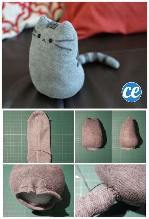 DIY para transformar un calcetín en un gato.