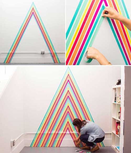 Flerfarget trekant på en vegg