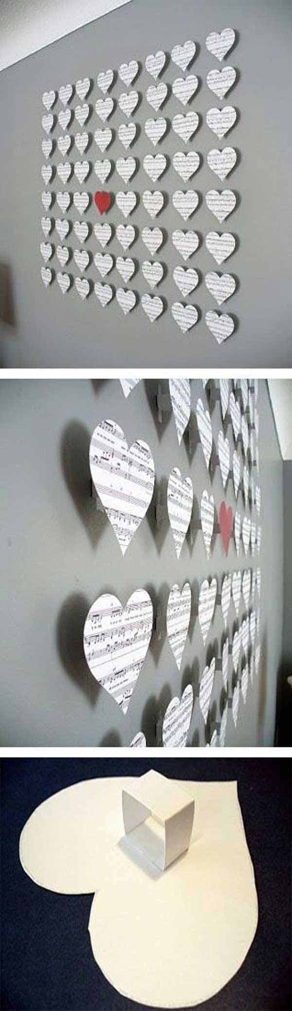 Flere hjerte laget for å dekorere en vegg