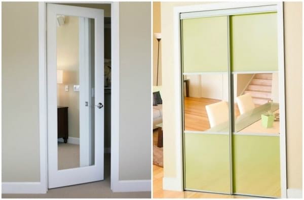 miralls col·locats a portes i armaris per engrandir una habitació