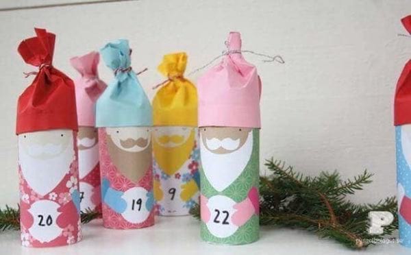 figuritas navideñas hechas con rollos PQ para hacer un calendario de antes