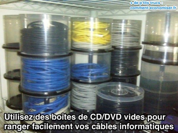Armazene seus cabos Ethernet em caixas de CD / DVD vazias