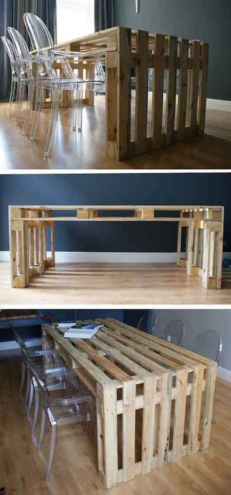 Usar una paleta de madera para hacer una mesa de comedor