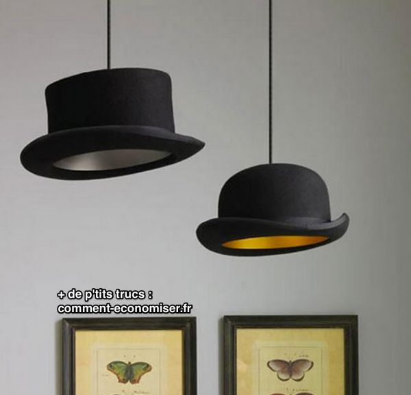 Sombreros reciclados como lámpara