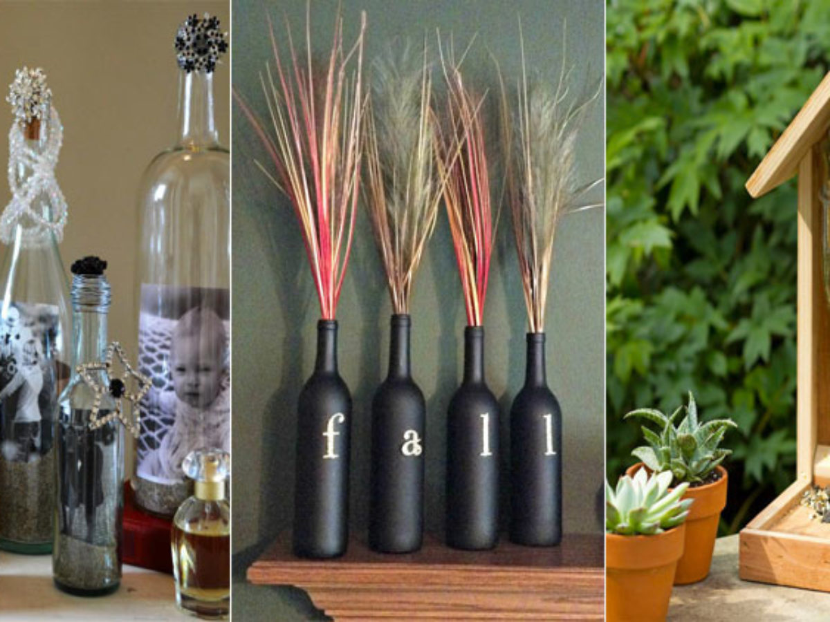 37 maneiras inteligentes de reutilizar garrafas de vidro para a decoração da casa.