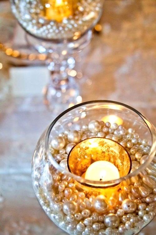 candelabro con perla para boda o Navidad