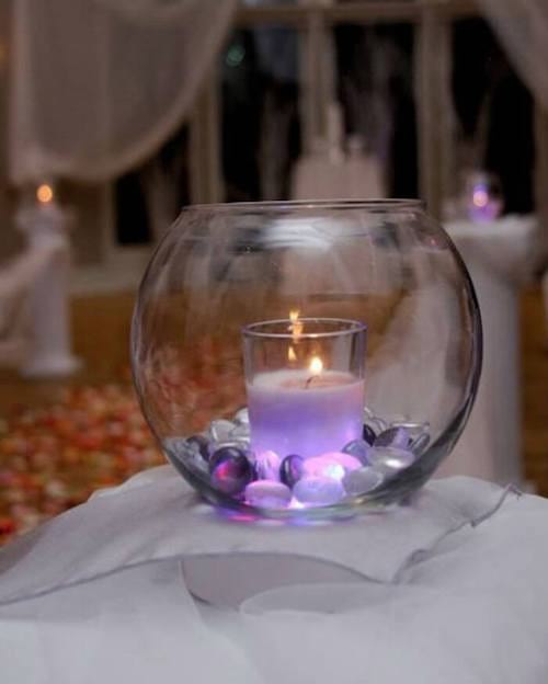 akvarijní koule na svíčku