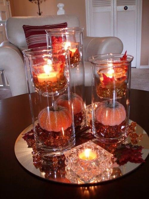decoració de Nadal de Halloween amb carbassa i espelmes