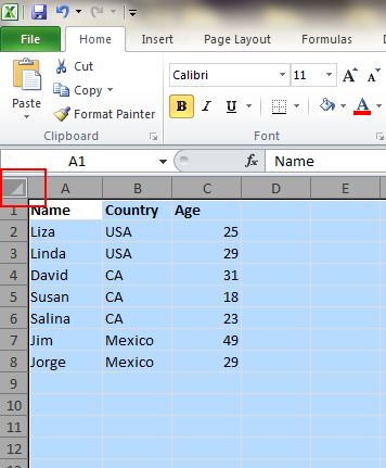 Hvordan velge alle celler i en Excel-tabell