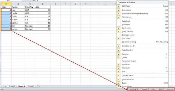Com obtenir més càlculs automàtics a la barra d'estat d'Excel
