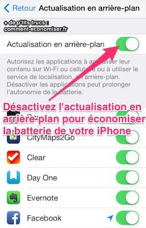Desactiva l'actualització de fons per estalviar la bateria de l'iPhone