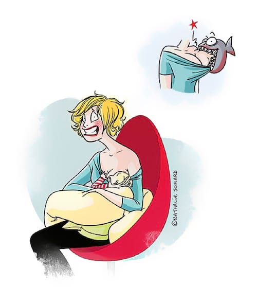 un dibujo que ilustra el dolor durante la lactancia