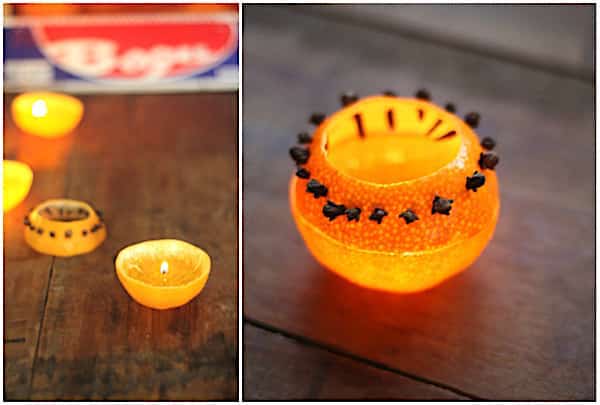 شمعة القرنفل محلية الصنع مع البرتقال