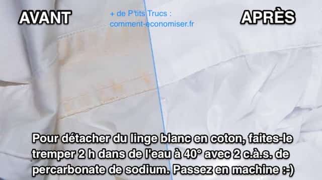 A fehér pamut ruhanemű szennyezéséhez használjon nátrium-perkarbonátot