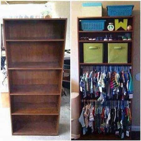كيف تحول خزانة الكتب إلى خزانة ملابس أطفال؟