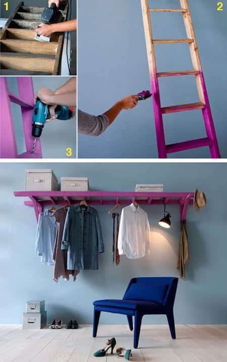 פרויקט דקורטיבי: להפוך סולם ישן לארון בגדים