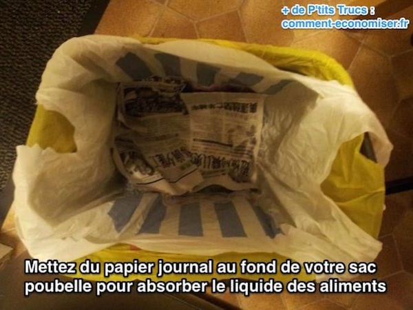 Absorba los líquidos en el fondo de sus botes de basura con papel de periódico.