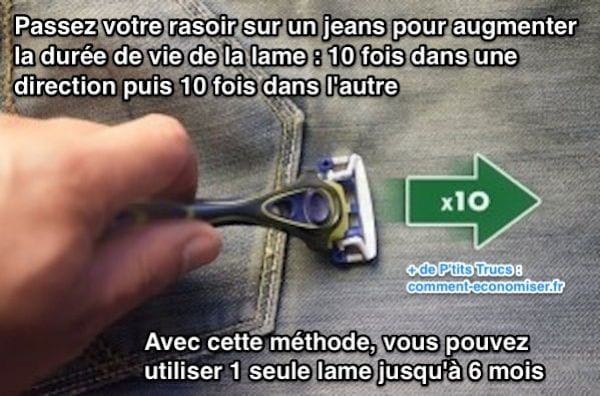 Pasa tu maquinilla de afeitar sobre jeans para aumentar la vida útil de la cuchilla