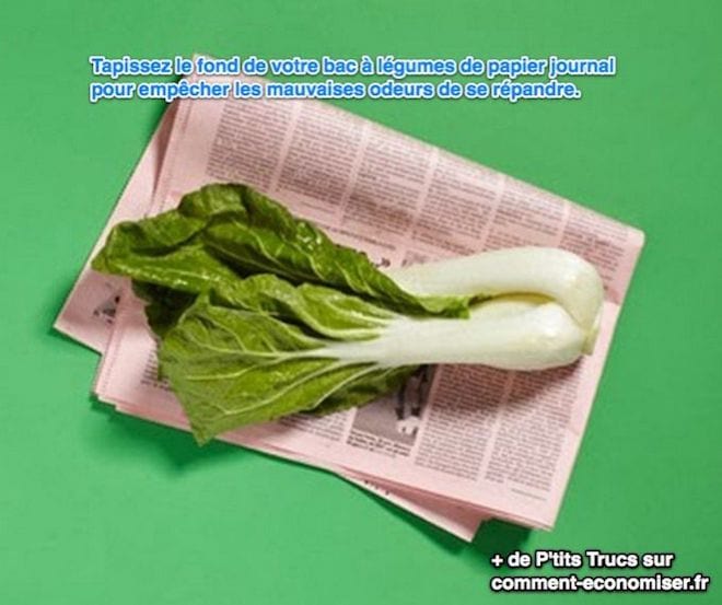 folreu la part inferior del calaix de verdures de la vostra nevera per eliminar les males olors