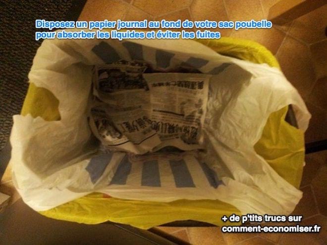 Nasávejte tekutiny na dně vašich odpadkových košů novinami