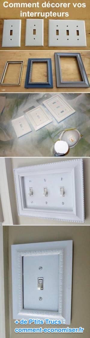 photo frames are used to embellish light switches