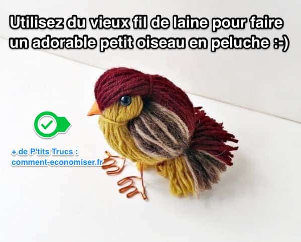 Hier is de leuke en makkelijke tutorial om een ​​opgezette vogel te maken met oude wollen draden!
