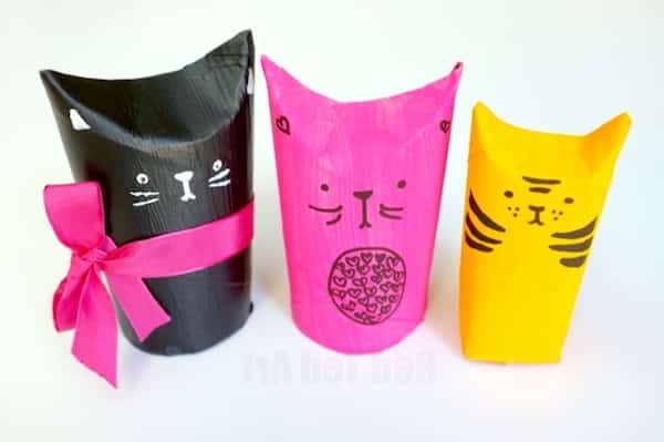 Rollo de papel higiénico diy de la caja del gato japonés