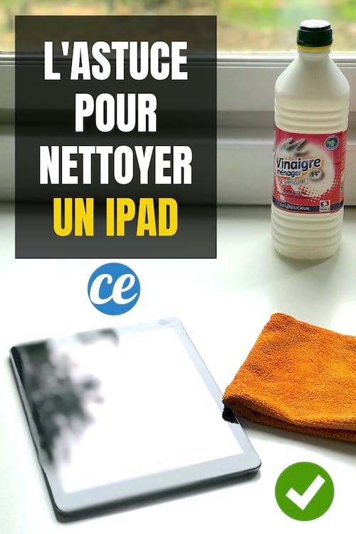 iPadi tahvelarvuti, millel on puhastamiseks pehme riie ja valge äädikas