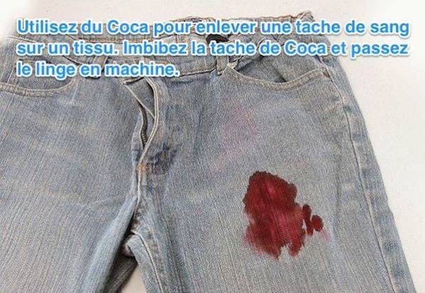 كوكا كولا هو مزيل فعال للبقع لإزالة بقع الدم من الأقمشة أو الملابس