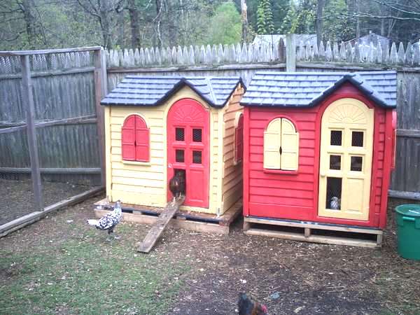 et hønsehus i en hytte for barn