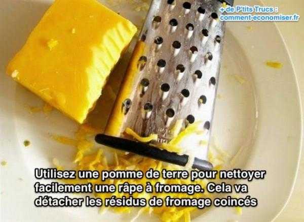 Use una papa para limpiar fácilmente un rallador de queso.