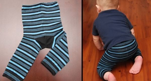 dos calcetines para crear leggings de bebé