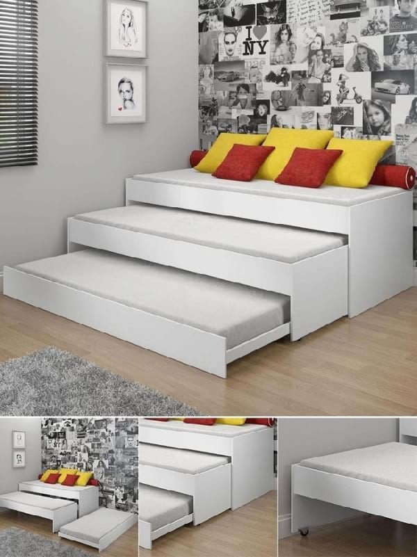 una cama modular para 3 niños