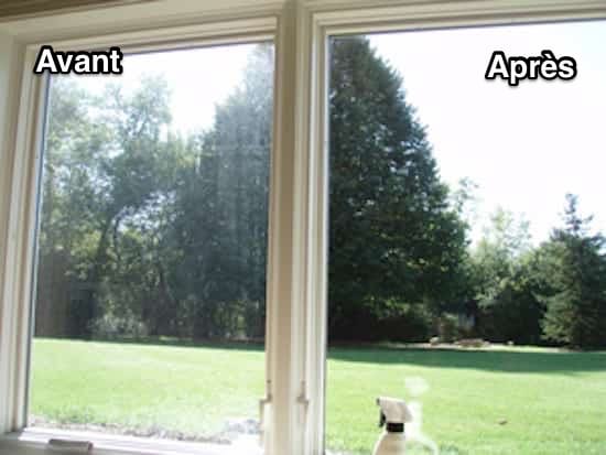 ventanas sucias y ventanas limpias sin rayas antes y después de la limpieza