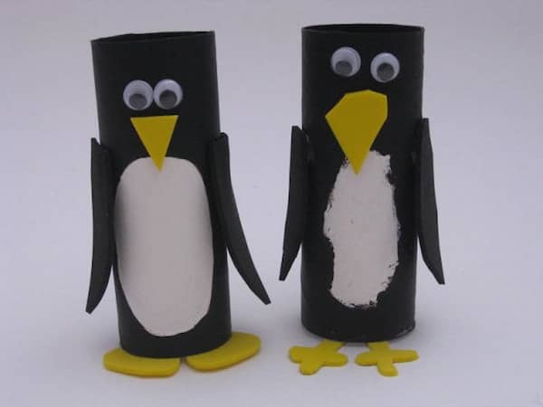 idea de actividad para hacer con niños: pingüinos de cartón