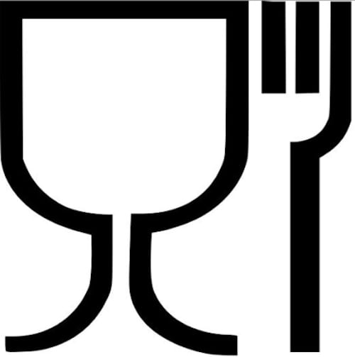 Logotipo de vidrio y tenedor para recipientes de plástico para alimentos.