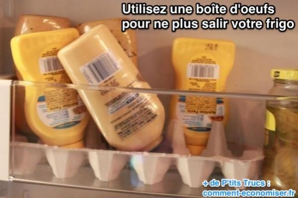 Uma caixa de ovos para evitar sujar a geladeira